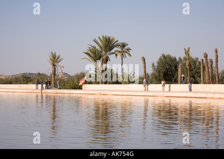 The pool or basin at Menara Gardens Marrakesh, Morocco,Africa. Stock Photo