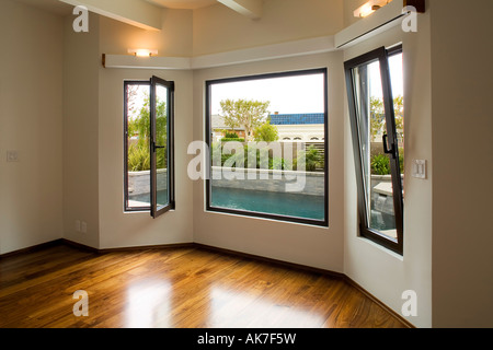 Interior View of Bay Windows Stock Photo