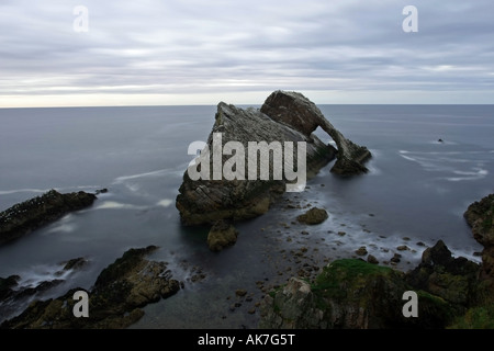 The Bowfiddle rock in the north sea off the coast near Portknockie, Aberdeenshire, UK Stock Photo