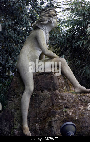 Marble statue of nymph at York House, Twickenham, Middlesex. These are originally from the Italian studio of Orazio Andreoni. Stock Photo