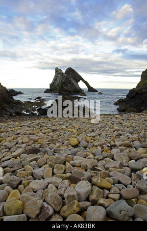 The Bowfiddle rock in the north sea off the coast near Portknockie, Aberdeenshire, UK Stock Photo