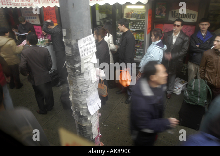 Chinatown from a window bus Manhattan New York City USA colour color Stock Photo