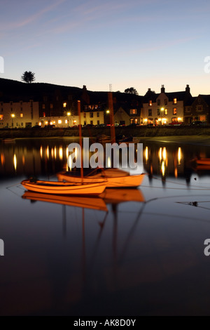 The picturesque harbour at Stonehaven, Aberdeenshire, Scotland, UK, as seen lit up at dusk Stock Photo