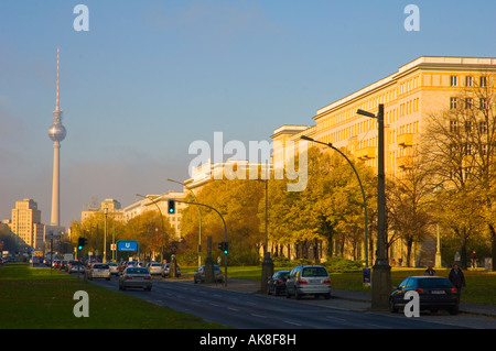Karl Marx Allee avenue in Friedrichshain in former east Berlin Germany EU Stock Photo