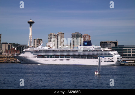 Holland American Lines Norwegian Sky cruise ship docked on Seattle Washington waterfront Stock Photo