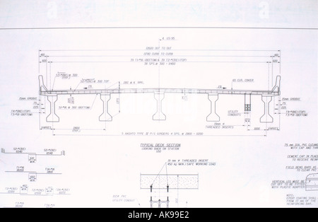 Blueprint drawing of highway bridge Stock Photo: 1284576 - Alamy