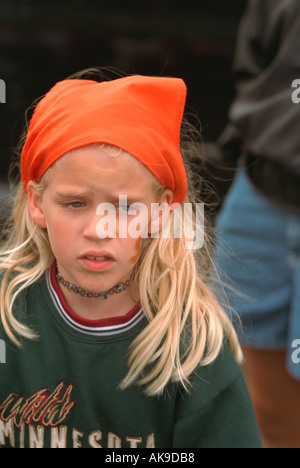 Girl age 10 at Parktacular Parade.  St Louis Park Minnesota USA Stock Photo