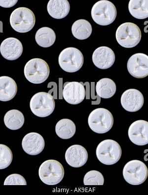 Variety of ecstasy pills Stock Photo