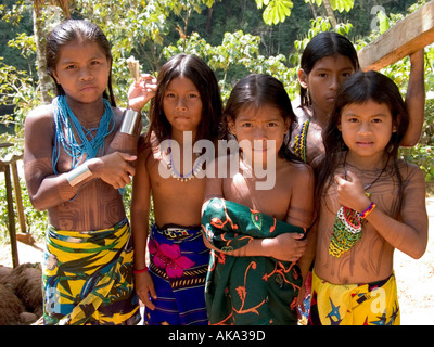 Panama, Embera Girls Of The Darien Stock Photo, Royalty Free Image ...