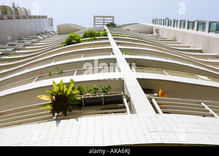 Balconies on high rise apartment building, low angle view Stock Photo