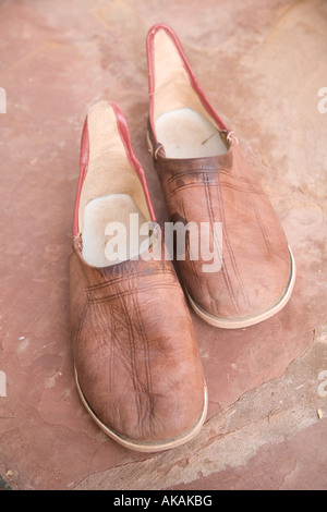 Moroccan leather slippers, Marrakesh Morocco Africa Stock Photo