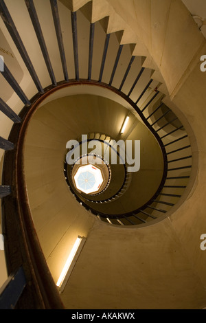 A vertical view of a spiral staircase at St Johns College Cambridge GB Stock Photo