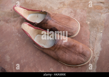 Moroccan leather slippers, Marrakesh Morocco Africa Stock Photo