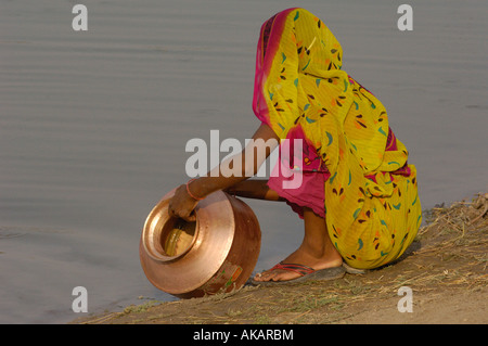 Rabari woman wearing their everyday dress and jewellery. Gujarat. Rann of Kutch. SW INDIA Stock Photo