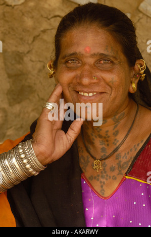 Rabari woman wearing their everyday dress and jewellery. Gujarat. Rann of Kutch. SW INDIA Stock Photo