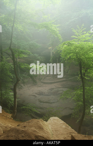 Trail view near Old Mans Cave at Hocking Hills State Park Ohio Stock Photo