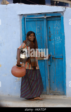 Rabari woman wearing her everyday dress and jewellery. Gujarat. Rann of Kutch. SW INDIA Stock Photo