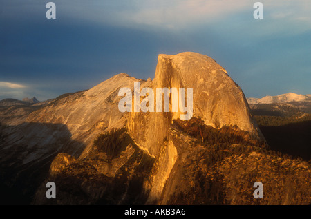 Half Dome Yosemite National Park NP in evening sun from Glacier Point California USA United States of America Stock Photo