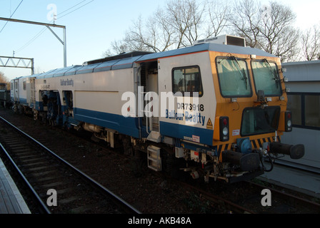 Shenfield Brentwood Essex Balfour Beatty railway track maintenance engine stationary in sidings Stock Photo