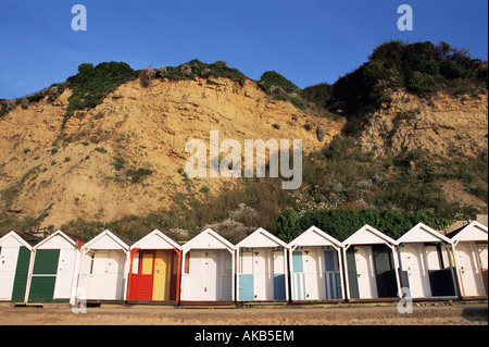 England, Dorset, Beach Huts on Swanage Beach Stock Photo