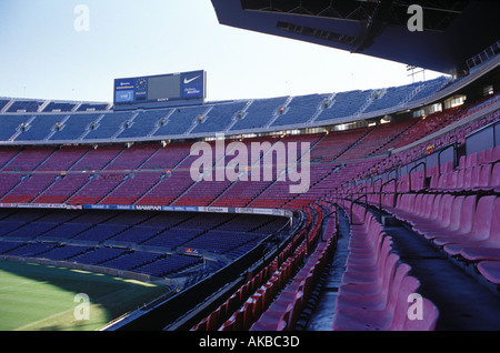 Interior view of the Nou Camp Stadium, home of Barcelona FC. Stock Photo