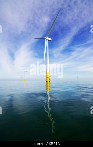 Wind turbines in sea Stock Photo