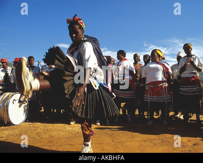 A woman performing traditional zulu dance in KwaZulu Natal a province in South Africa Stock Photo