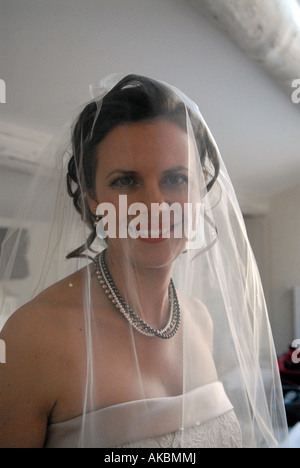Bride wearing a veil Stock Photo
