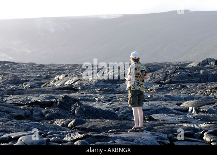 Pahoehoe lava flow from 1992-2003 eruption Stock Photo