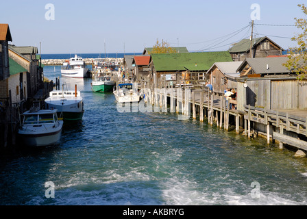 Leland Michigan Historic District also known as Fishtown Stock Photo