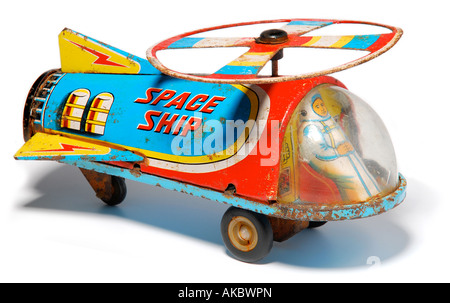 Colourful Retro toy rocket / spaceship/ helicopter. Picture by Patrick Steel patricksteel Stock Photo