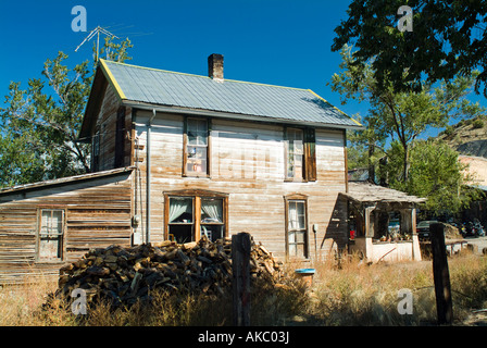 Old wooden two story house Stock Photo