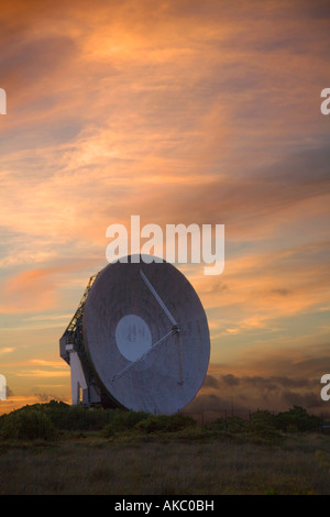 satellite dish Arthur at Goonhilly earth station sunset cornwall Stock Photo
