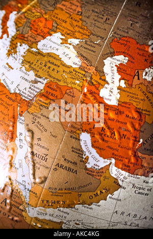 Colorful globe detail of middle east and Persia Stock Photo