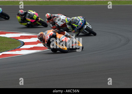 125cc riders at turn 2 during race day Stock Photo