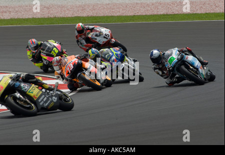 125cc riders at turn 2 during race day Stock Photo