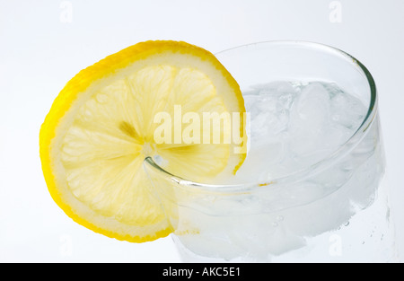 Drink with lemon slice on rim Stock Photo