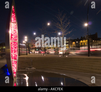 The Sheffield Steel Sculpture in Sheaf Square outside the Train Station in Sheffield City Centre UK Stock Photo