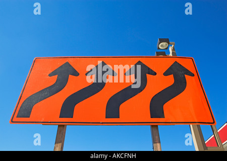 ARROWS, SIGNS, ROAD SIGNS, TRAFFIC, COMMUNICATIONS, SYMBOLS, DIRECTIONS, TRANSPORTATION, OBJECTS, INFORMATION, OUTDOORS, ADVISI Stock Photo