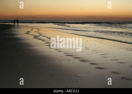 Sunset on the white Pacific sands of Playa Hermosa in the Golf of Papagayo in Guanacaste Costa Rica Stock Photo