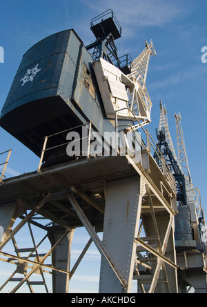 Old cranes on Leith Docks, Edinburgh Stock Photo