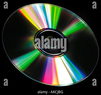 DVD.CD.dvd or cd disc on black showing refracted colors Stock Photo