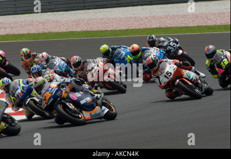 125cc riders at turn 2 during race day Stock Photo