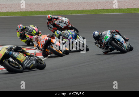 125cc riders at turn 2 during race day Stock Photo