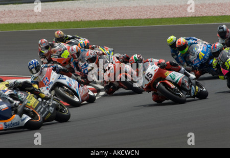 125cc riders at turn 2 during race day Stock Photo