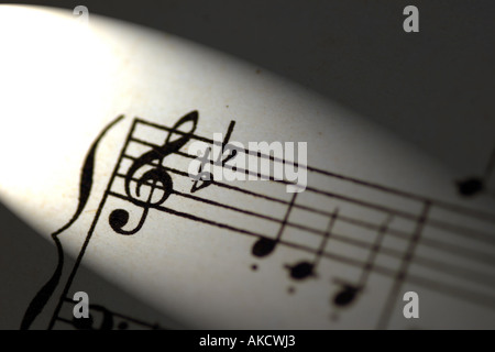 A Stock Photograph of musical notes on a piece of paper representing lifestyle and arts Stock Photo