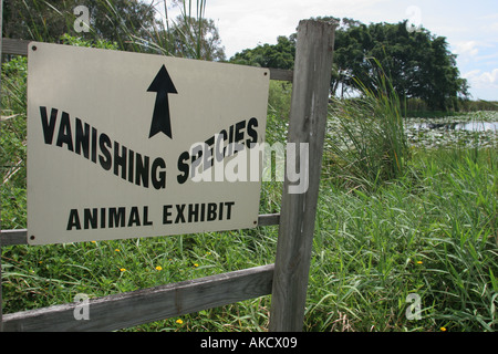 Florida US 27,Everglades,Sawgrass Recreational Park,information,broadcast,publish,message,advertise,vanishing species animal exhibit exhibition,visito Stock Photo