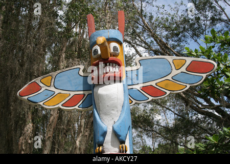 Florida US 27,Everglades,Sawgrass Recreational Park,Native American Indian,totem pole,visitors travel traveling tour tourist tourism landmark landmark Stock Photo