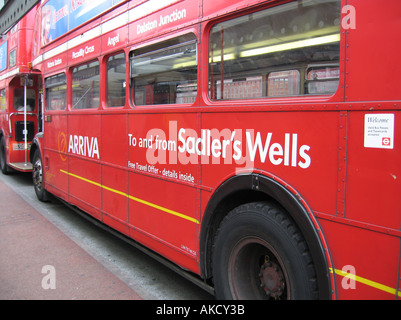 Routemaster Bus at Victoria Station Route 38 with Sadler's Wells Flash Stock Photo