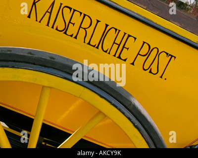 detail of an old historic post waggon of the formal German emperor post office Stock Photo